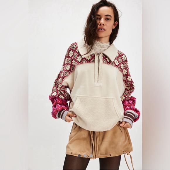 NWOT FREE PEOPLE WE THE FREE Mod About You Pullover In Tea Combo MSRP $198 - Picture 2 of 9